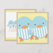 Baby shower Blauwe Ducky Twin Boys Kaart (Voorkant / Achterkant)