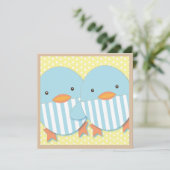 Baby shower Blauwe Ducky Twin Boys Kaart (Staand voorkant)