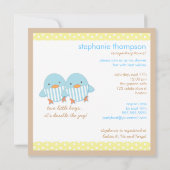 Baby shower Blauwe Ducky Twin Boys Kaart (Achterkant)