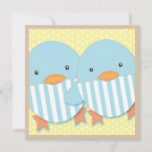 Baby shower Blauwe Ducky Twin Boys Kaart (Voorkant)