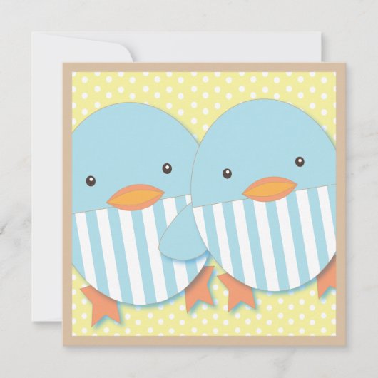 Baby shower Blauwe Ducky Twin Boys Kaart (Voorkant)