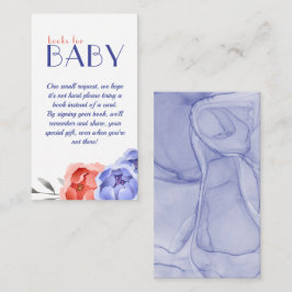 Baby Shower Blauwe Elegante Bloemige Boeken Voor B Informatiekaartje