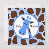 Baby shower Blauwe en bruine Giraffe Kaart (Voorkant)