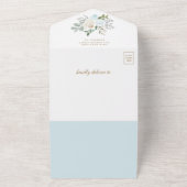 Baby shower Blauwe en goudbloem Ballerina All In One Uitnodiging (Buitenkant)