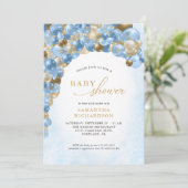 Baby shower Blauwe en gouden ballon Arch Boy Kaart (Staand voorkant)
