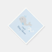 Baby shower blauwe en grijze walvis servetten (Hoek)
