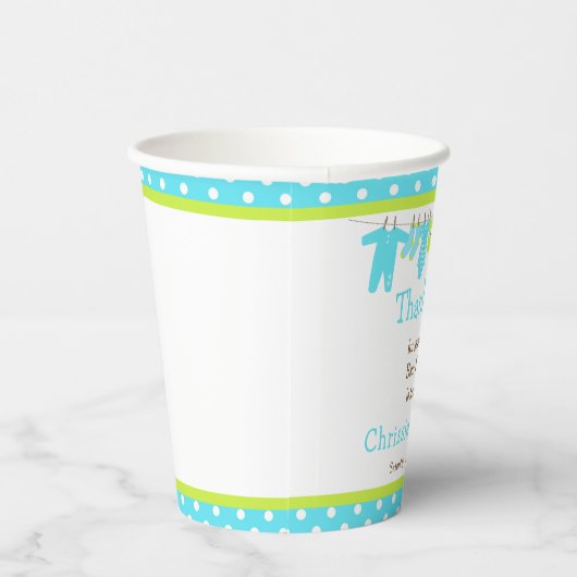 Baby shower Blauwe en groene Baby Papieren Bekers (Rechts)