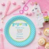 Baby shower Blauwe en groene Baby Papieren Bordje (Feest)