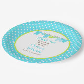 Baby shower Blauwe en groene Baby Papieren Bordje (Gekanteld)
