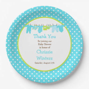 Baby shower Blauwe en groene Baby Papieren Bordje