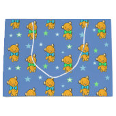 Baby shower Blauwe en groene Teddy Bear Stars Groot Cadeauzakje (Voorkant)