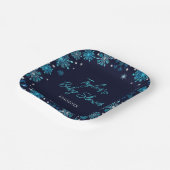 Baby shower Blauwe en Zilveren Snowflakes Papieren Bordje (Gebogen)