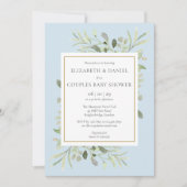 Baby shower Blauwe Eucalyptus Greenery Kaart (Voorkant)