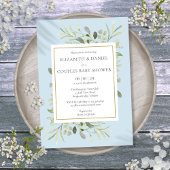 Baby shower Blauwe Eucalyptus Greenery Kaart
