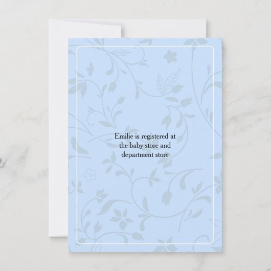 Baby shower Blauwe Floral Fox Woodland Kaart (Achterkant)