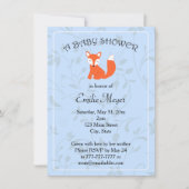 Baby shower Blauwe Floral Fox Woodland Kaart (Voorkant)