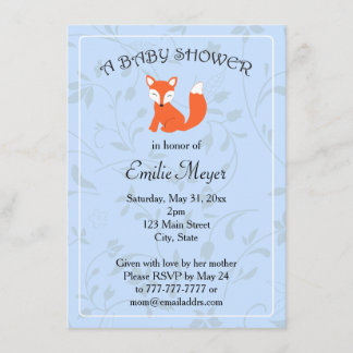 Baby shower Blauwe Floral Fox Woodland Kaart