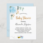 Baby shower blauwe florale eucalyptusbijenkop (Voorkant / Achterkant)