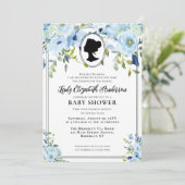 Baby shower  Blauwe Florals Regency Society Kaart (Staand voorkant)