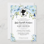 Baby shower  Blauwe Florals Regency Society Kaart<br><div class="desc">Modern  Blue Florals Regency Society Baby shower</div>