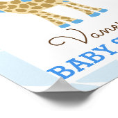 Baby shower Blauwe Giraffe Poster (Hoek)