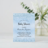Baby shower blauwe glitter druppelt jongen uitnodiging briefkaart (Staand voorkant)