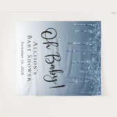 Baby Shower Blauwe Glitter Foto Achtergrond Wandkleed (Voorkant (horizontaal))