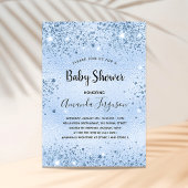 Baby shower blauwe glitter glamoureus kaart