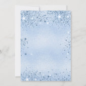 Baby shower blauwe glitter glamoureus kaart (Achterkant)