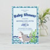 Baby shower Blauwe haai Kaart (Staand voorkant)