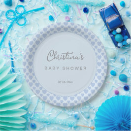 Baby Shower Blauwe Harten Papieren Bordje