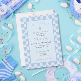 Baby Shower Blauwe Hartjes Kaart