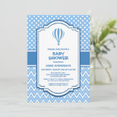Baby shower Blauwe Hete Luchtballon Kaart (Staand voorkant)