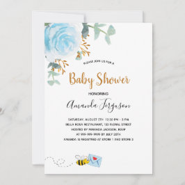 Baby shower blauwe hommel florale grienerboy kaart