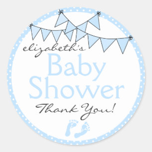 Baby shower Blauwe inktvlaggen Ronde Sticker