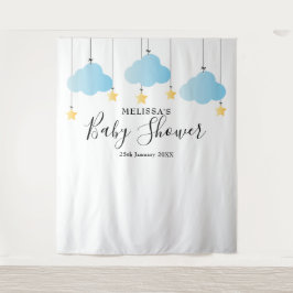 Baby Shower Blauwe Jongen Foto Booth Achtergrond Wandkleed