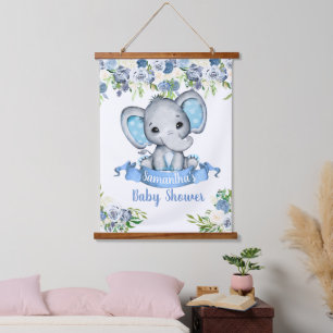 Baby shower Blauwe Jongen Olifant Bord Hangend Wandkleed