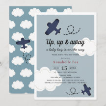 Baby shower Blauwe Jongen omhoog en weg