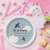 Baby shower Blauwe Jongen omhoog en weg Papieren Bordje (Feest)