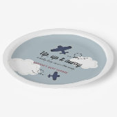 Baby shower Blauwe Jongen omhoog en weg Papieren Bordje (Gekanteld)