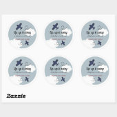 Baby shower Blauwe Jongen omhoog en weg Ronde Sticker (Vel)
