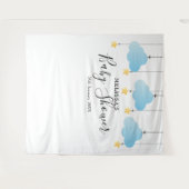 Baby Shower Blauwe Jongen Photo Booth Achtergrond Wandkleed (Voorkant (horizontaal))