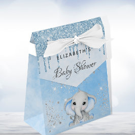 Baby shower blauwe jongen schattige olifant glitte bedankdoosjes