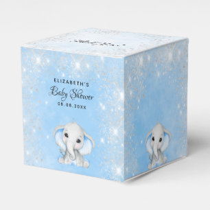 Baby shower blauwe jongen schattige olifant glitte bedankdoosjes