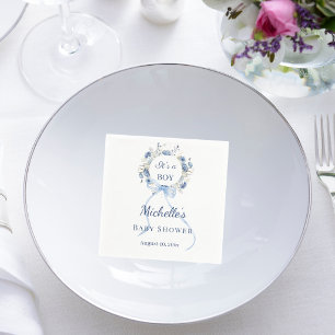 Baby Shower blauwe jongens bloemenkrans  Servet