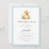 Baby Shower Blauwe Kleine Eend Kaart (Voorkant)