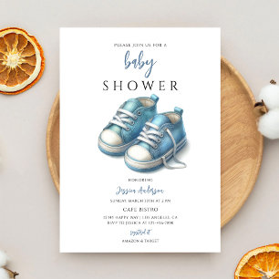 Baby Shower Blauwe Laarsjes Jongen Kaart