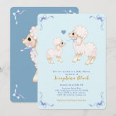 Baby shower Blauwe Lamb Baby Sheep Boy Kaart (Voorkant / Achterkant)