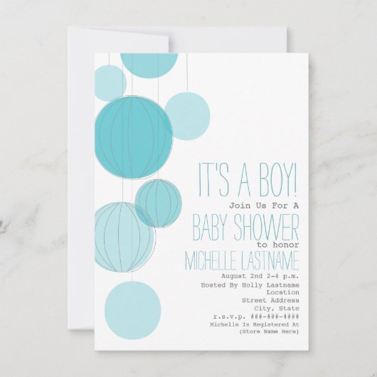 Baby shower Blauwe lampjes Kaart (Voorkant)