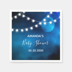 Baby shower blauwe maan lichtsnaren naam servet